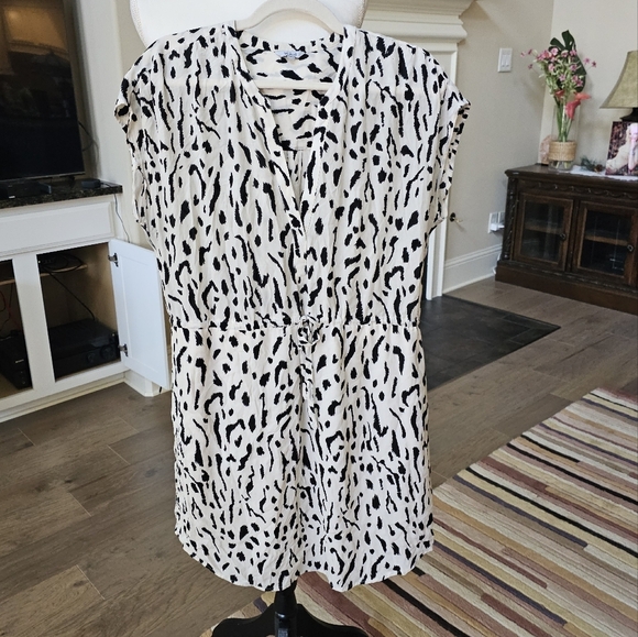Rails Jaylin Ivory Cheetah Drawstring Waist Midi  Dress M - Picture 1 of 14
